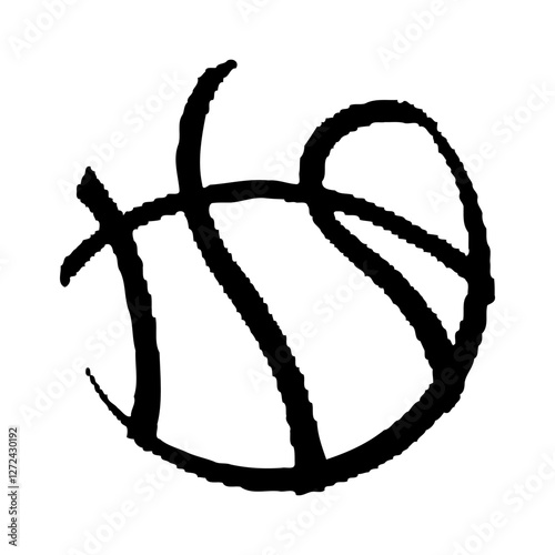 Monochrome Basketball Sketch Icon Design