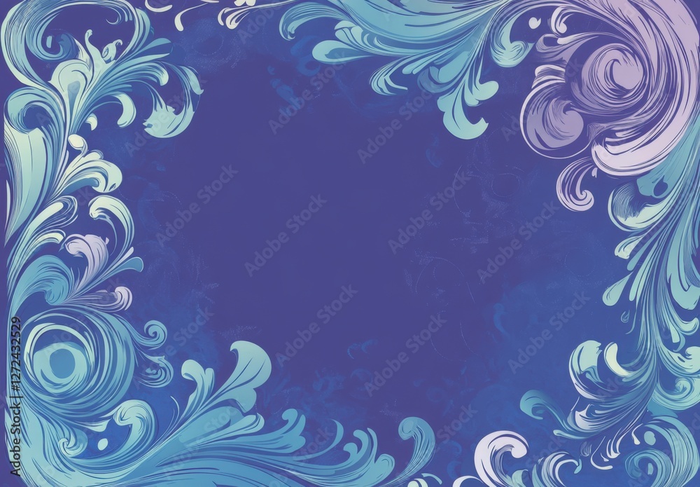 Blue and purple background image with wave border design For certificates or text Blue and purple background image with wave border design For certificates or text
