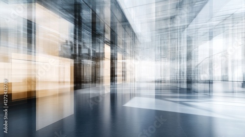 Wallpaper Mural Abstract image of a modern, glass-walled interior space with blurred motion lines suggesting movement and dynamism. Torontodigital.ca