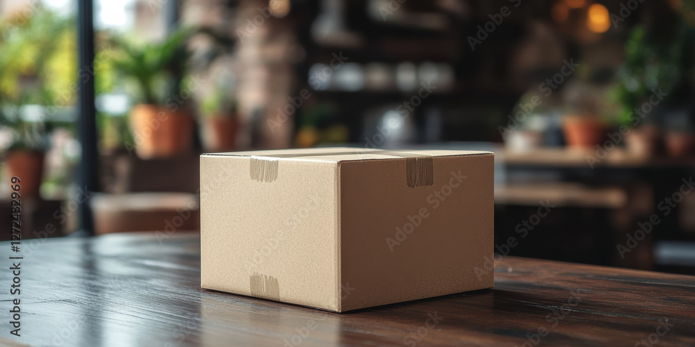 Unboxing experience of a modern product on a table close-up photography in a warm atmosphere exploring consumerism concepts Unboxing experience of a modern product on a table close-up photography in a warm atmosphere exploring consumerism concepts