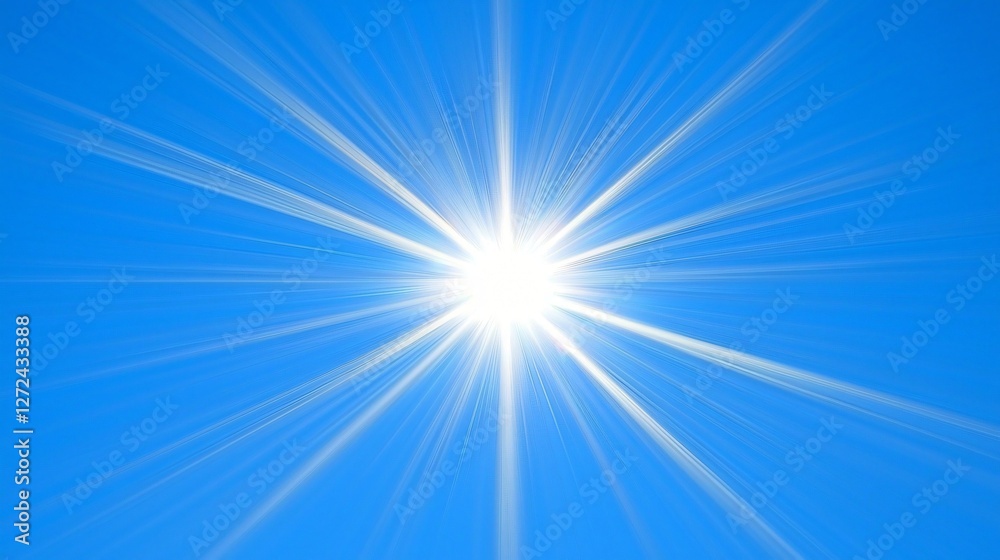 Bright sun rays, clear blue sky, summer day, background for design Bright sun rays, clear blue sky, summer day, background for design