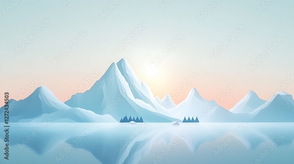 Serene Mountain Range Reflecting in Calm Water Serene Mountain Range Reflecting in Calm Water