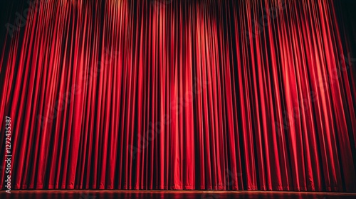 Red stage curtains, theater, performance, background, entertainment