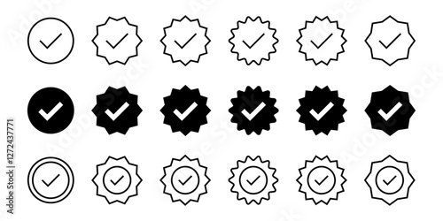 Verified badge icon tick symbol vector approved check mark icon. black checkmark icons - Certificate badge Quality certify icon