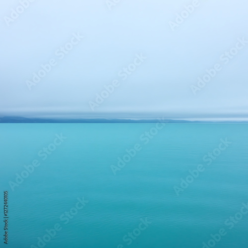 Serene Horizon Turquoise Lake Under a Gentle Sky.