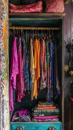 Wallpaper Mural Colorful Bohemian Wardrobe with Vibrant Fabrics and Textiles Torontodigital.ca