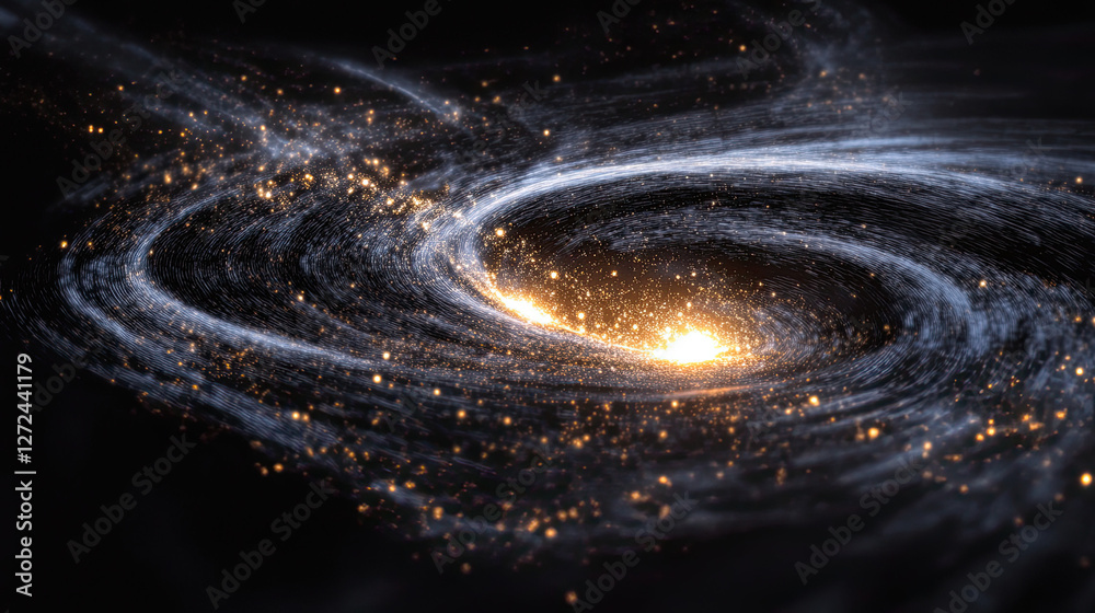 Fototapeta premium Twinkling Stars and Cosmic Dust in a Spiraling Galaxy Formation