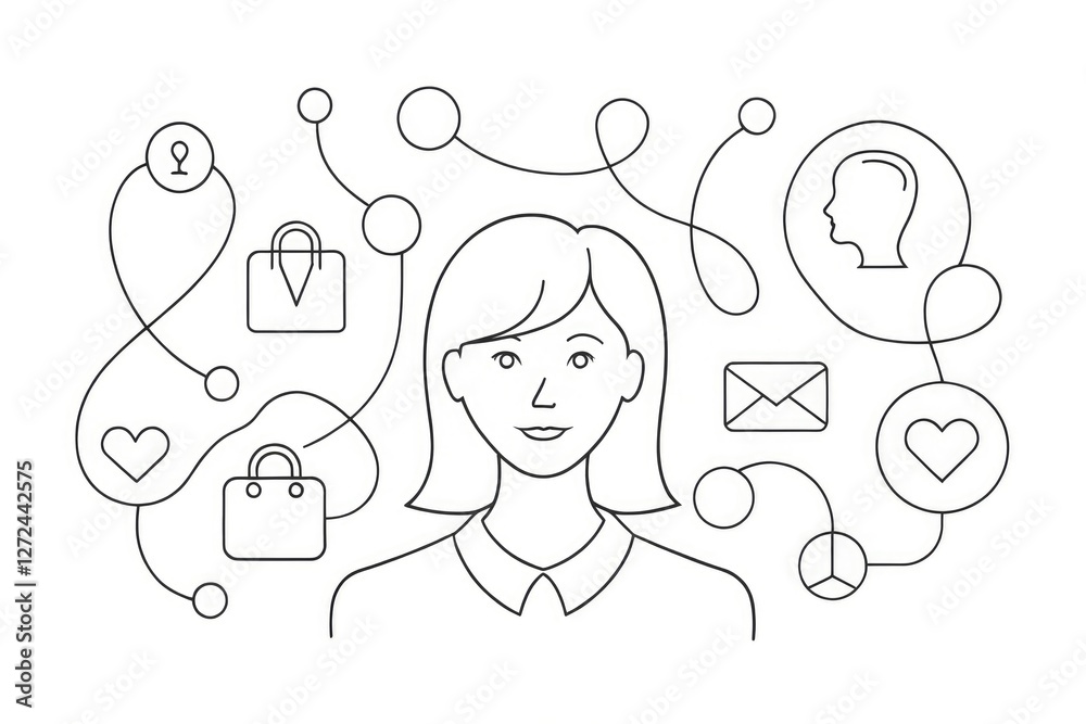 Black and white single-line design featuring speech bubbles, price tags, stickers, posters, and banners. Black and white single-line design featuring speech bubbles, price tags, stickers, posters, and banners.