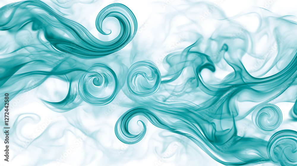 Serene Turquoise Swirls and Spirals of Abstract Smoke Design Artistic Wallpaper Style. Serene Turquoise Swirls and Spirals of Abstract Smoke Design Artistic Wallpaper Style.