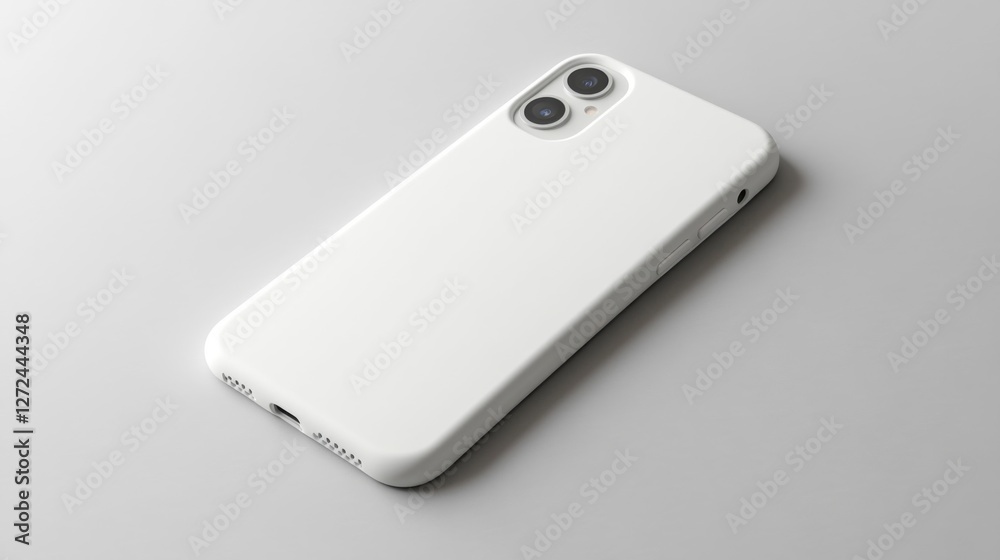White Phone Case Protecting Smartphone on Clean Background in Studio Photography White Phone Case Protecting Smartphone on Clean Background in Studio Photography