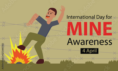illustration vector graphic of a resident stepped on a mine, perfect for international day, mine awareness, assistance, mine action, celebrate, greeting card, etc.