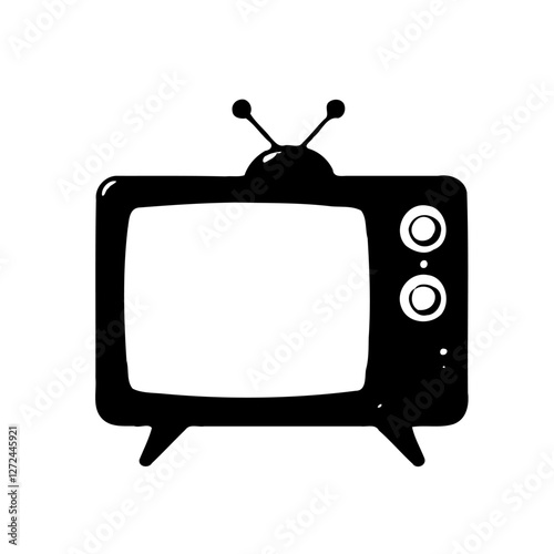 Vintage Television Set with Antenna Drawing
