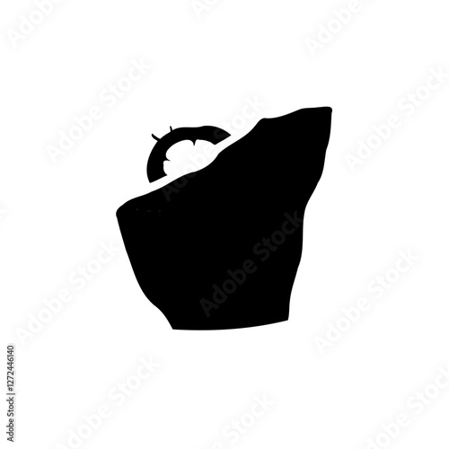 Emerged Sun Behind Cliff Silhouette Icon