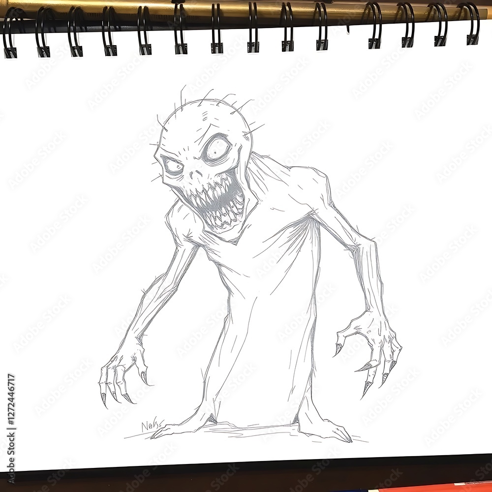 Fototapeta premium Sketch of a terrifying monster creature design