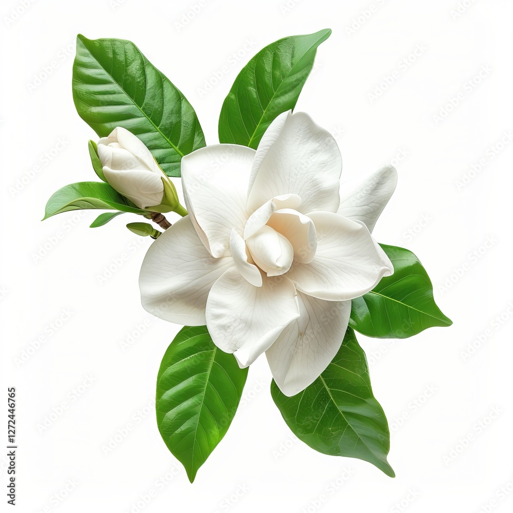 Naklejka premium Gardenia Isolated on White Background. Beautiful Gardenia Flower