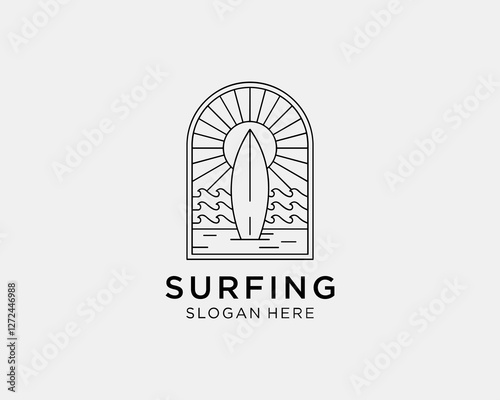 Surfboard line art logo