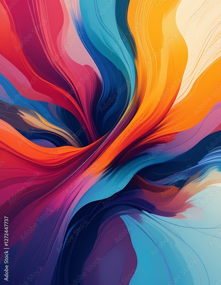 Obraz premium Vibrant Color Flow, Abstract Artistic Swirl of Dynamic Hues and Strokes