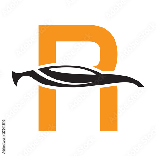 Initial Letter R Automotive Logo Design Concept With Car Symbol Vector Template