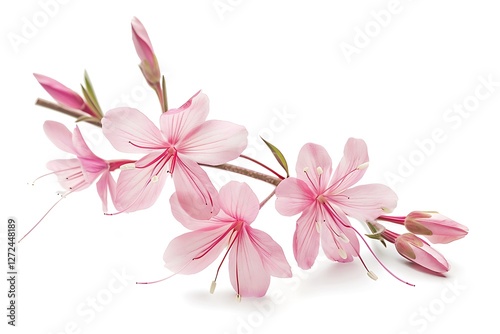 Pink Gaura Isolated on White Background. Beautiful Gaura Flower