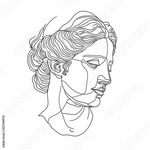 Greek line art illustration of an ancient mythological character