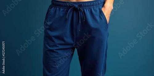 Comfy dark blue joggers, elastic waistband and leg openings Soft fabric , sweatpants, waistband, cuffs