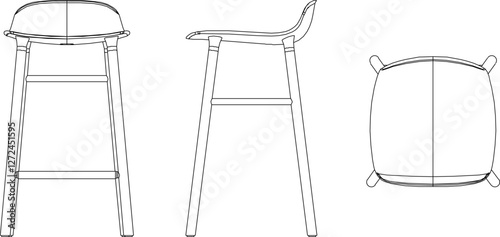 silhouette vector sketch illustration of modern dining chair detail design for relaxing in cafe and restaurant 