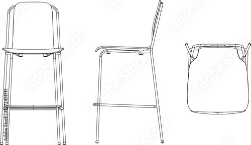 silhouette vector sketch illustration of modern dining chair detail design for relaxing in cafe and restaurant
