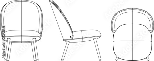 silhouette vector sketch illustration of modern chair detail design for relaxing at home and working 