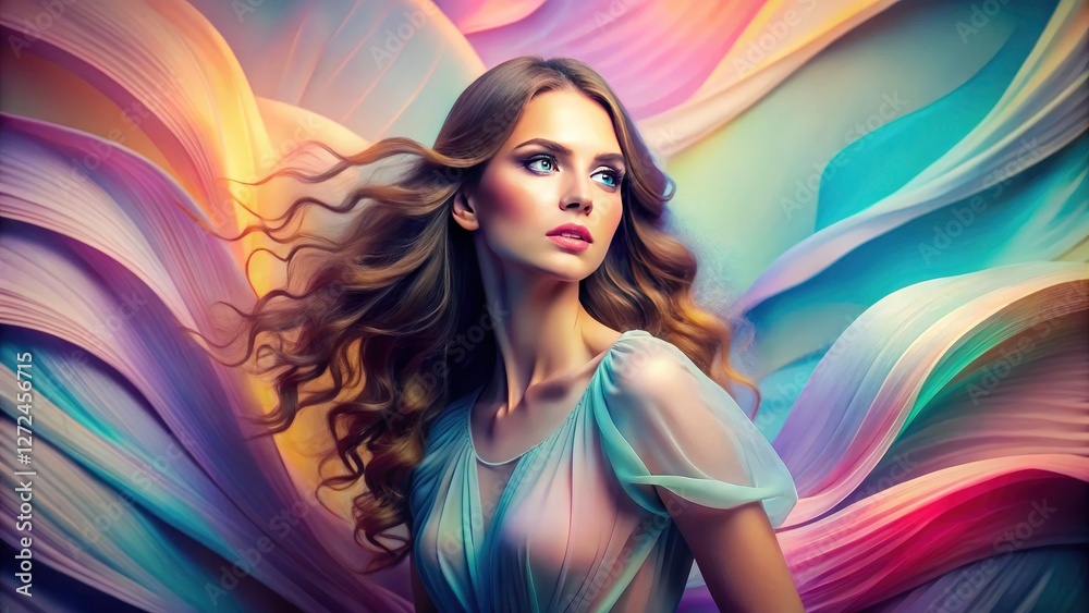 Elegant pastel hues flow in a dreamy, soft-focus wave, forming an abstract fashion backdrop. Elegant pastel hues flow in a dreamy, soft-focus wave, forming an abstract fashion backdrop.