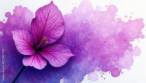 Fototapeta Naklejka Na Ścianę i Meble -  Intense purple watercolor petal, textured brushstrokes , floral, high resolution, photo