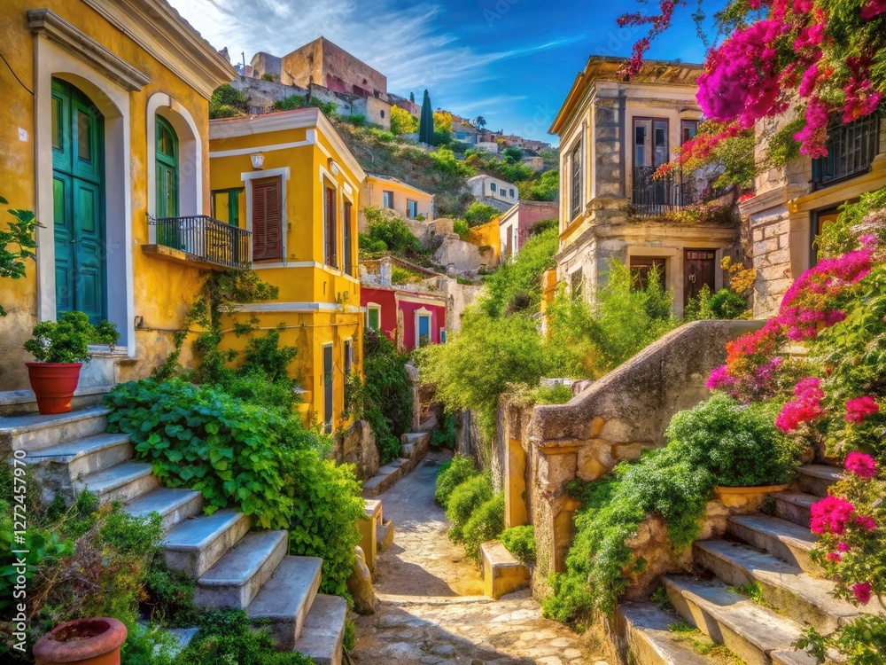 Fototapeta premium Explore Symi's urban landscape in stunning 4K timelapse photography from June 2019.