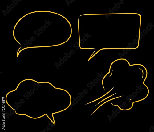 Comic cloud image,comic cloud text vector,comic cloud vector on black background 
