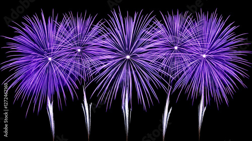 Vivid Violet Fireworks Display Against the Dark Night Sky Celebration and Festivities Abound.