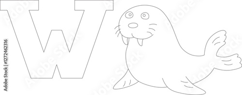 walrus next to letter W