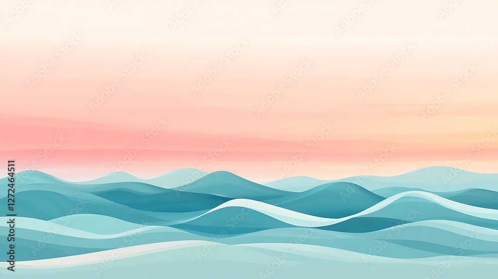 Abstract Teal Waves Under a Pink Sky Abstract Teal Waves Under a Pink Sky