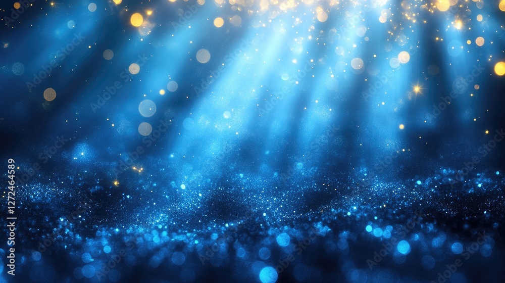 Obraz premium Blue glitter stage light bokeh background