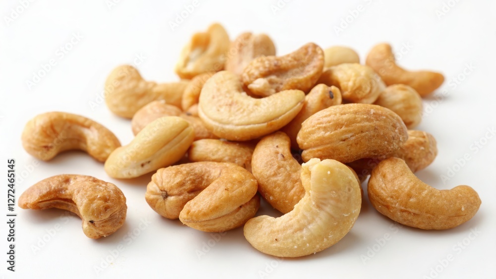 Cashew nuts roasted isolated on white background Cashew nuts roasted isolated on white background