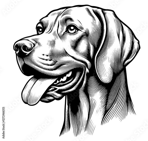 Hand drawn Vizsla portrait, vector sketch isolated on white background, SVG vector	