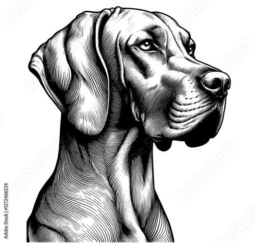 Hand drawn Vizsla portrait, vector sketch isolated on white background, SVG vector	
