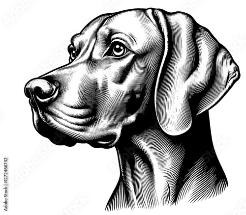 Hand drawn Vizsla portrait, vector sketch isolated on white background, SVG vector	