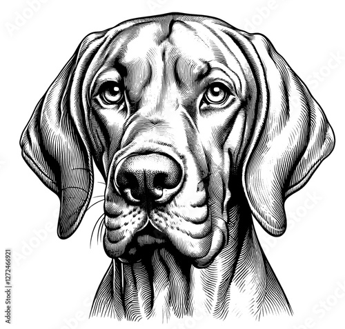 Hand drawn Vizsla portrait, vector sketch isolated on white background, SVG vector	