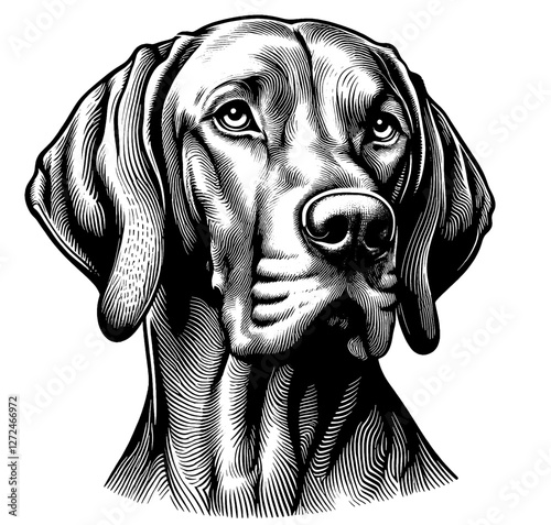 Hand drawn Vizsla portrait, vector sketch isolated on white background, SVG vector	