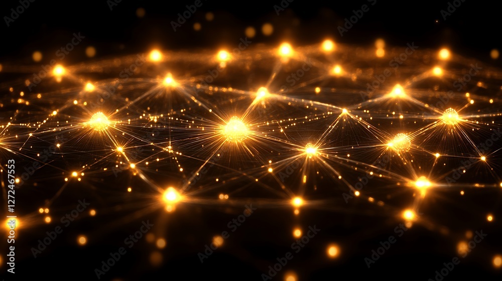 Fototapeta premium Interconnected Glowing Nodes, A Network of Light and Connectivity
