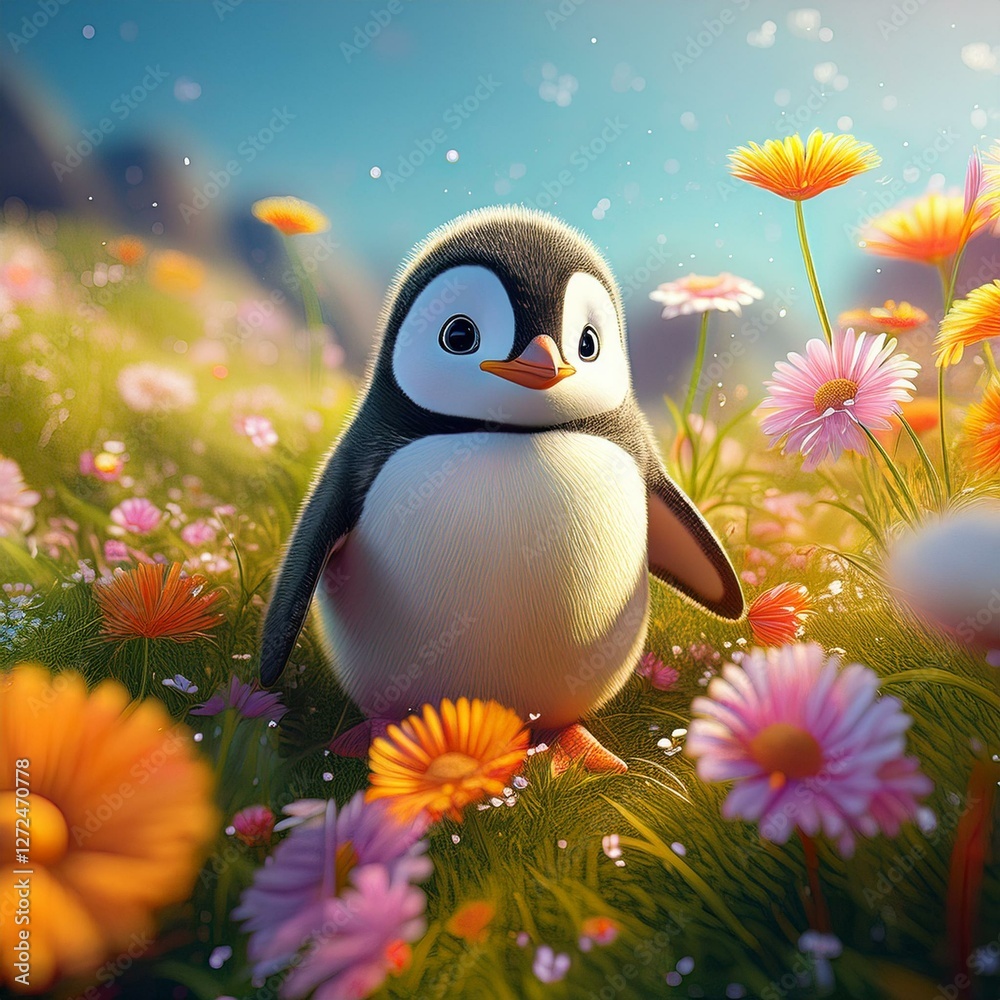 Naklejka premium Kleiner Pinguin