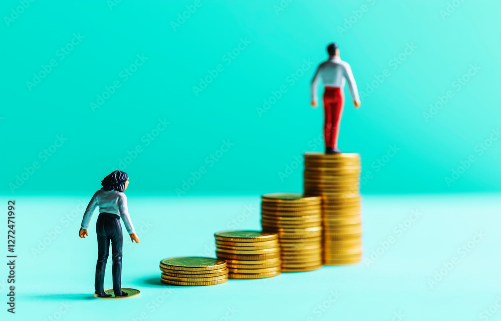 Gender Pay Gap: A Visual Metaphor of Inequality in the Workplace, Showing the Disparity in Income and Career Progression Between Men and Women. Gender Pay Gap: A Visual Metaphor of Inequality in the Workplace, Showing the Disparity in Income and Career Progression Between Men and Women.