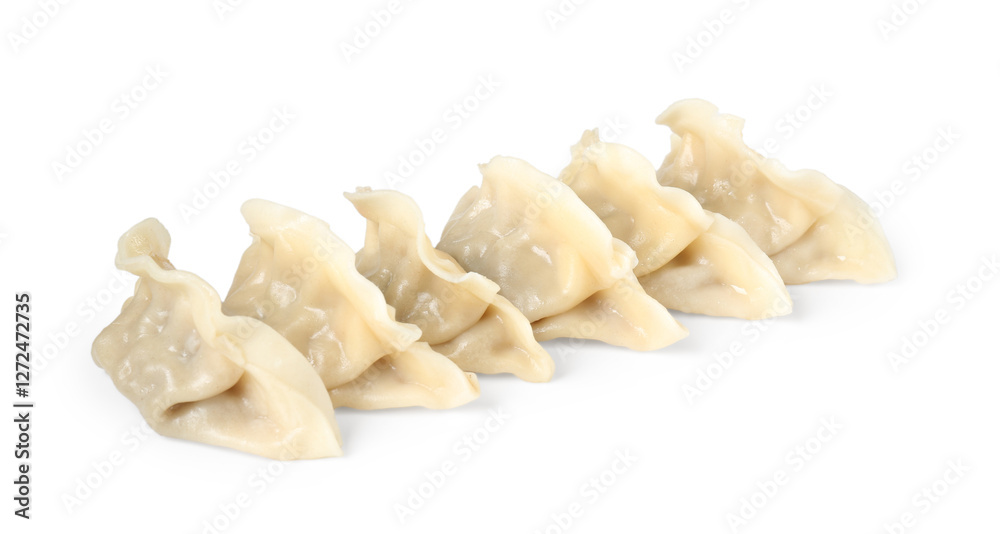 Tasty boiled gyoza (dumplings) isolated on white Tasty boiled gyoza (dumplings) isolated on white