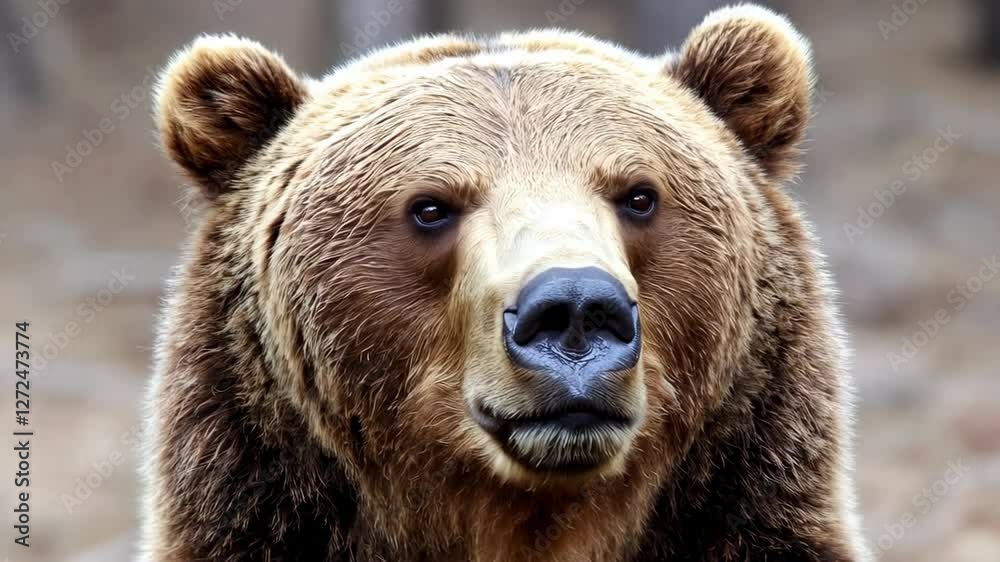 A powerful grizzly bear displays its strength by roaring in the early morning light. This encounter occurs in a serene forest, showcasing the bear's impressive presence in nature A powerful grizzly bear displays its strength by roaring in the early morning light. This encounter occurs in a serene forest, showcasing the bear's impressive presence in nature