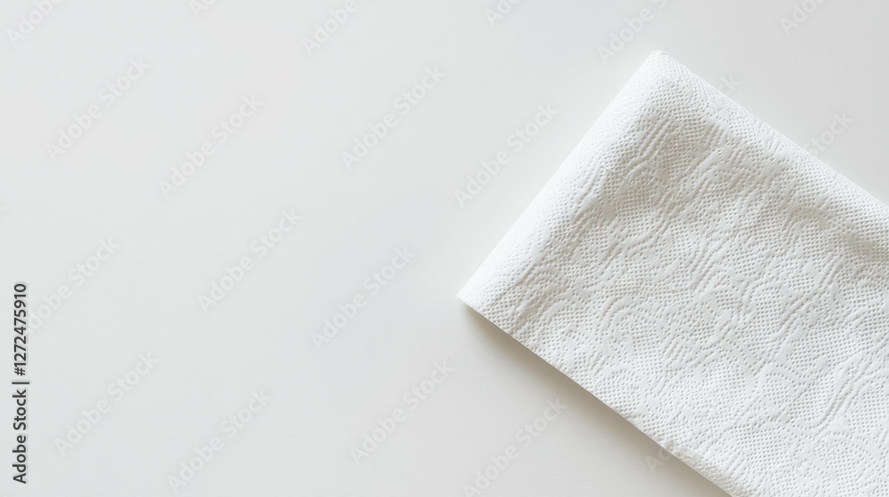Fototapeta premium Minimalist Composition with a Single White Towel on Light Surface