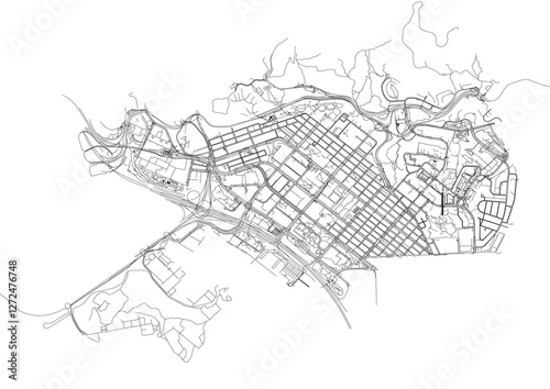 vector map of highways in sham shui po district in hongkong with black and white color