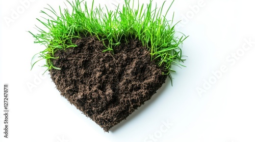 Heart Shape Made of Soil and Grass Depicting Environmental Care photo